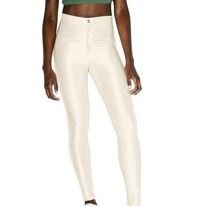 American Apparel Cream Disco Leggings Shiny 80’s Size Large